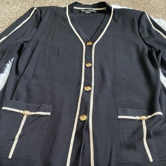 St. John Collection by Marie Gray Santana Knit Sweater Jacket Black Label Unworn - Picture 8 of 14